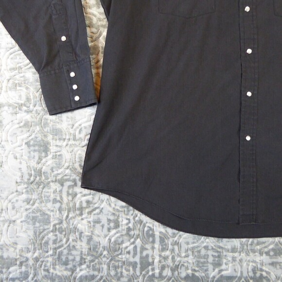 Vintage Sheplers Shirt Men's 17 Black Pearl Snap Longhorn Cow Skull Western - Picture 6 of 13